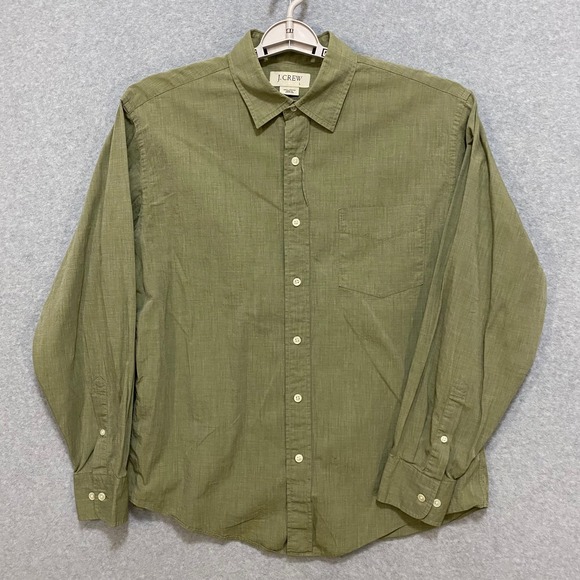 J.CREW Other - J CREW Men's Large Olive Green 100% Cotton Long Sleeve Casual Button Up Shirt